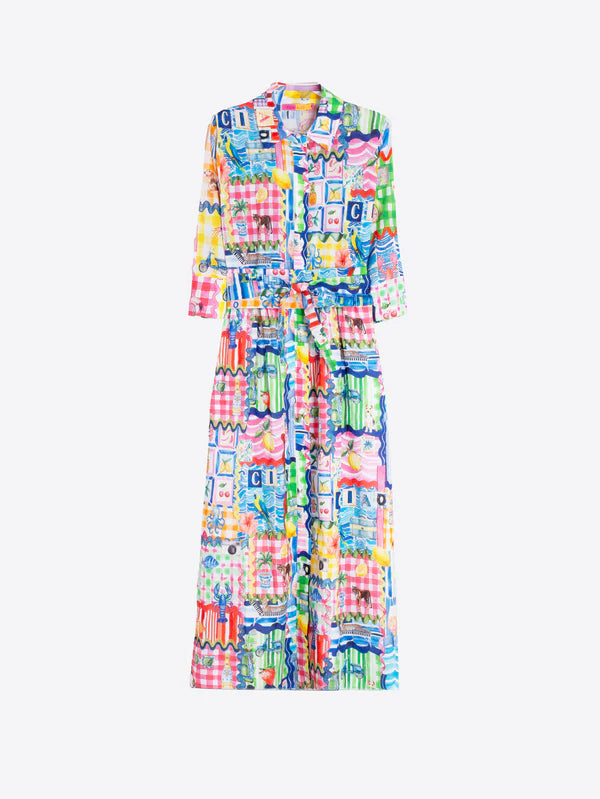 MULTICOLORED CAPRI PRINT DRESS