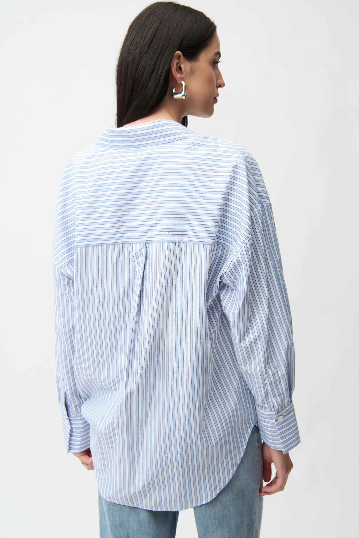 TENCEL STRIPE PRINT BOXY BLOUSE
