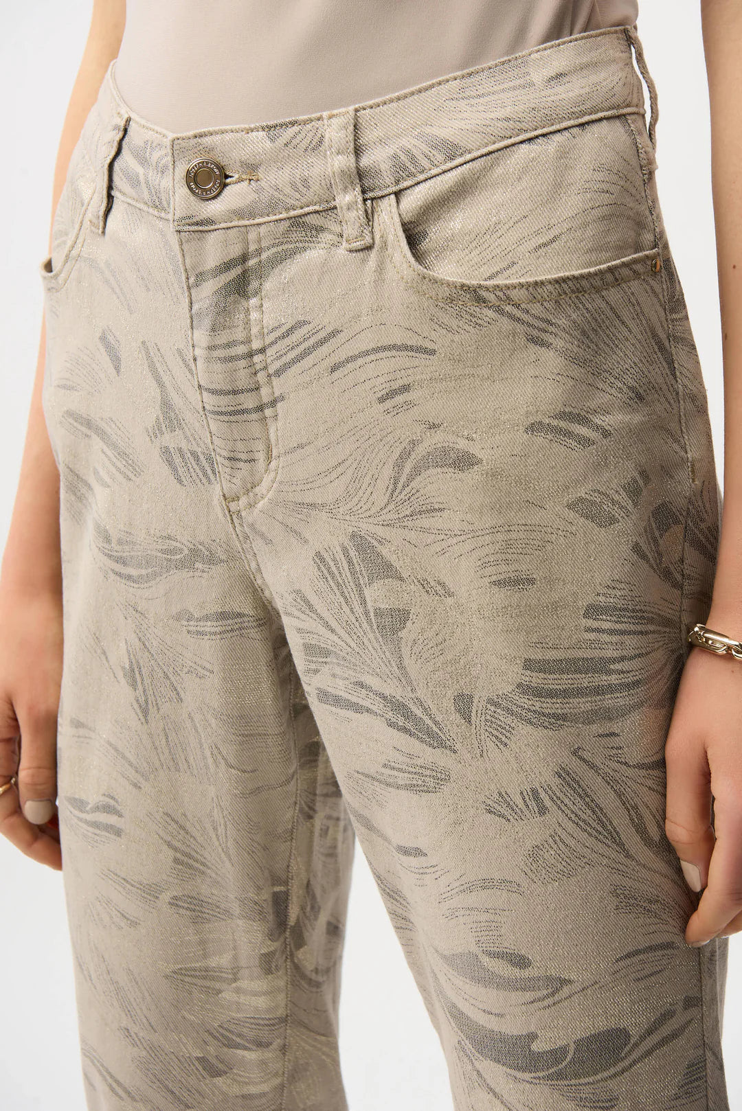 ABSTRACT PRINT SLIM CROPPED JEANS