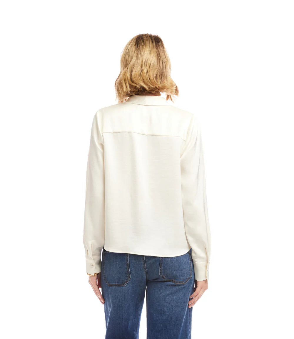 LONG SLEEVE SATIN BOW TOP