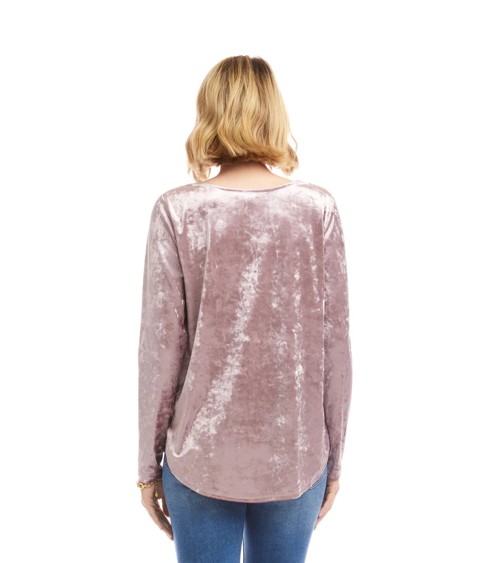 CRUSHED VELVET SHIRTTAIL TOP