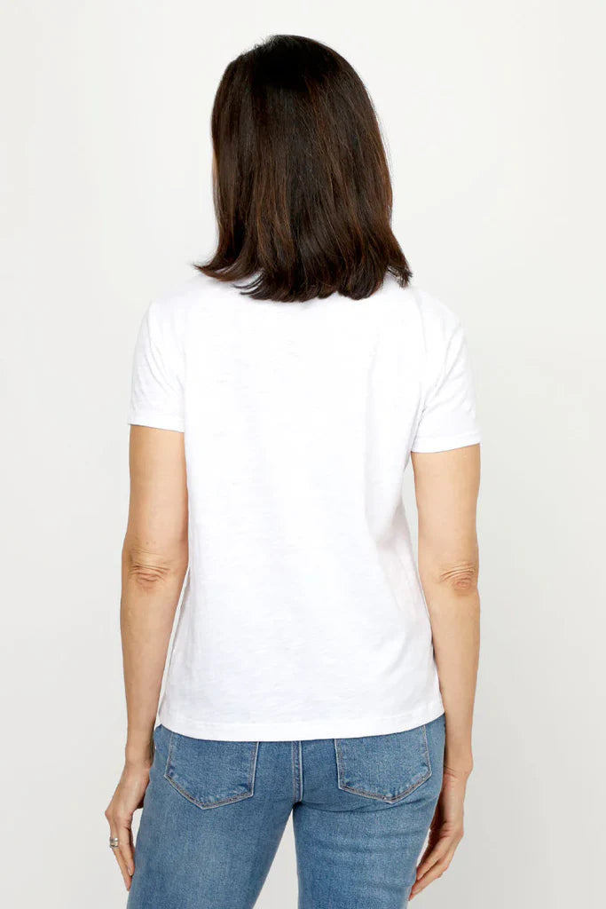 SHORT SLEEVE TEE W/ ASSYMETRICAL BUTTON DETAIL