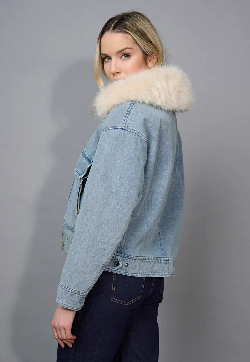 JEAN JACKET W/ Removable Fur Collar
