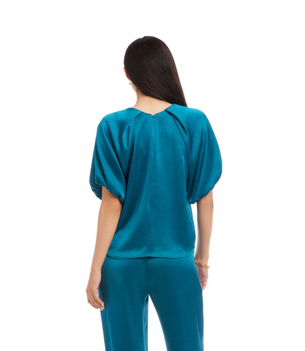 PUFF SLEEVE SATIN TOP