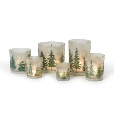 MEDIUM WINTER FOREST FROSTED CANDLEHOLDER
