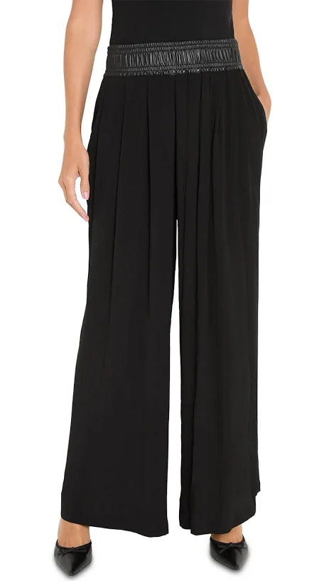 FAUX LEATHER WAISTBAND PANT