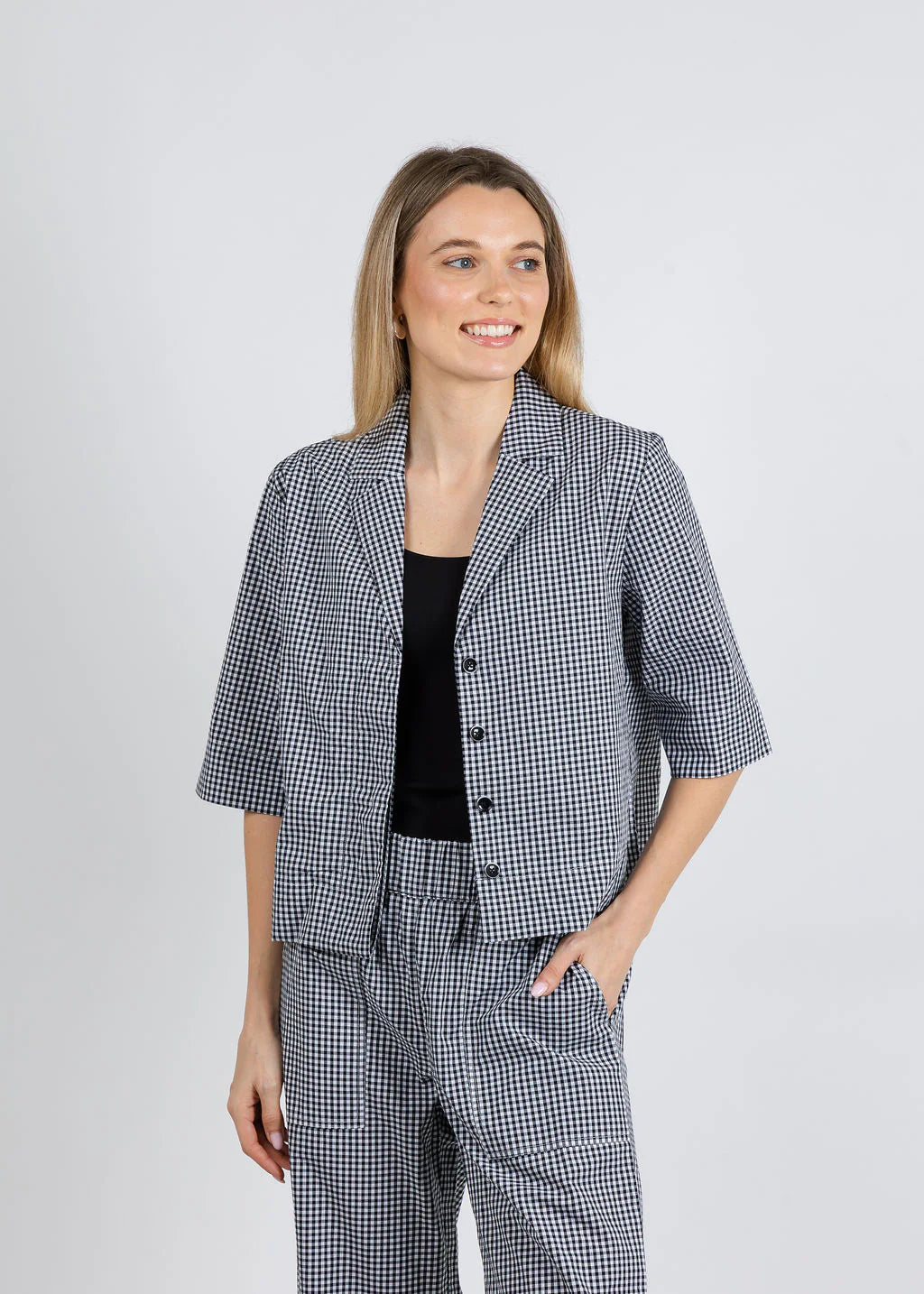 GINGHAM CROP JACKET