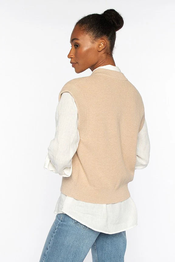 RIB BUTTON VEST CARDI