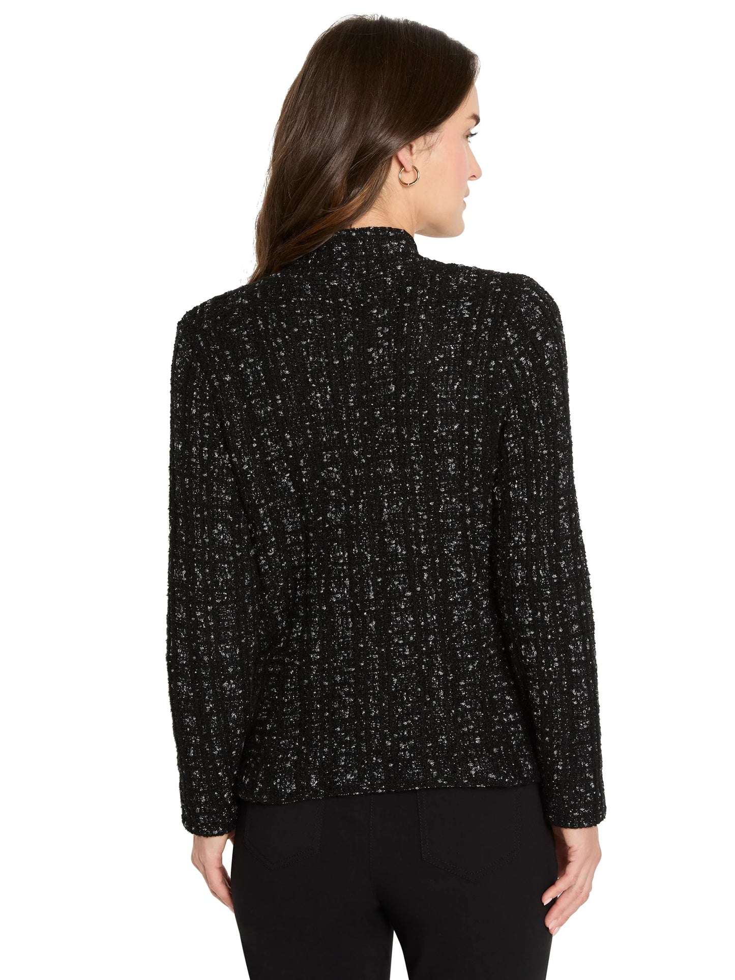 METALLIC GRID KNIT JACKET