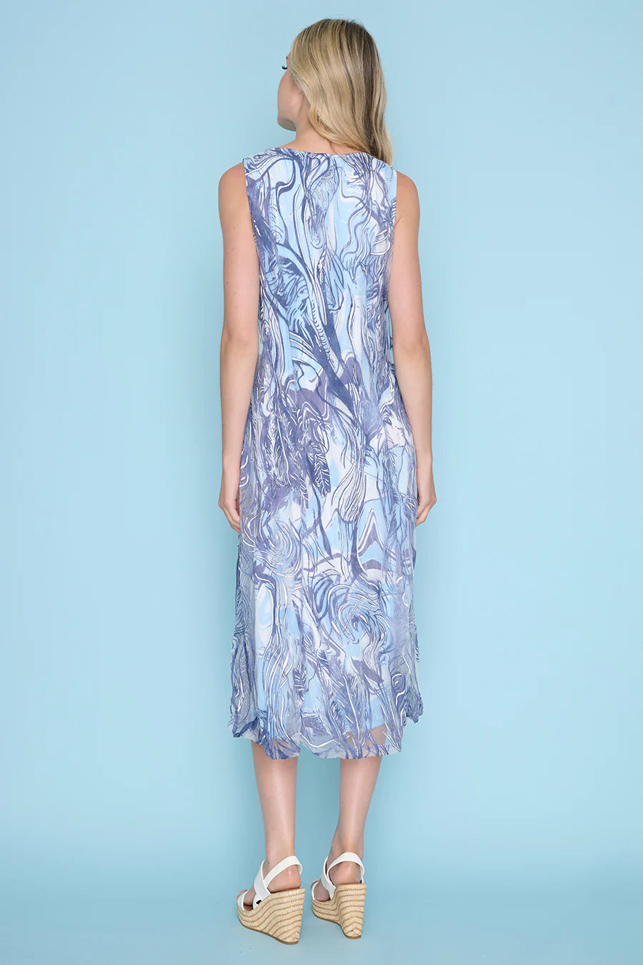 MESH OVERLAY SLEEVELESS DRESS