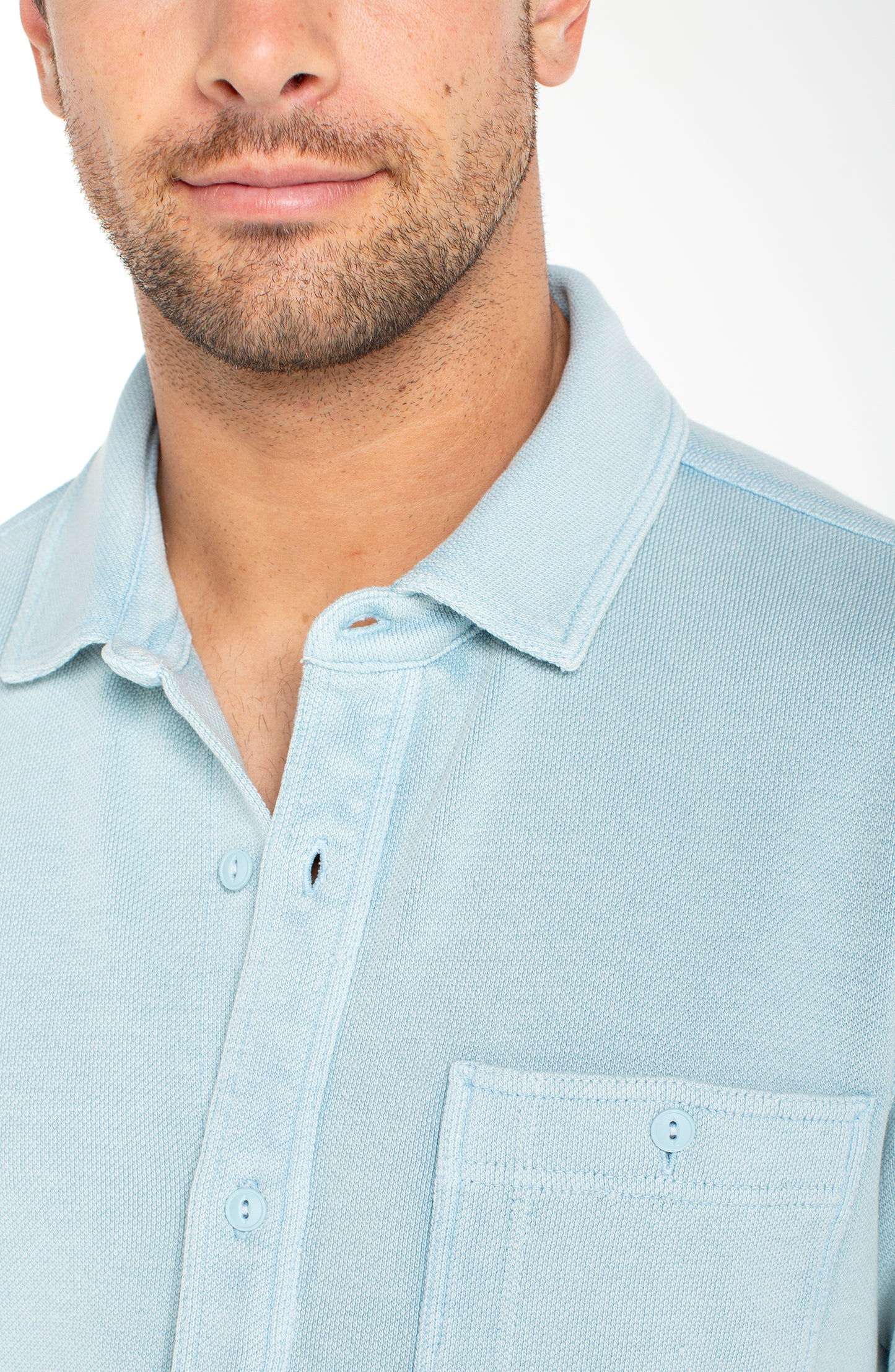 MEN'S KNIT SHORT SLEEVE BUTTON UP SHIRT