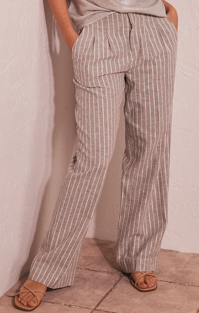 LENOX WIDE LEG STRIPED LINEN PANT