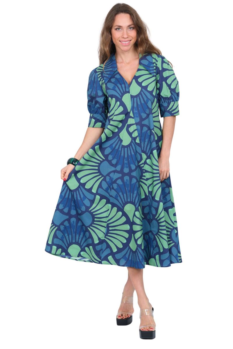 POINTED COLLAR DETAIL SHORT SLEEVE DRESS