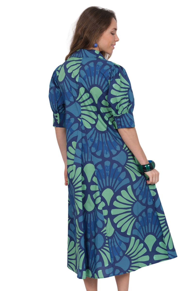 POINTED COLLAR DETAIL SHORT SLEEVE DRESS