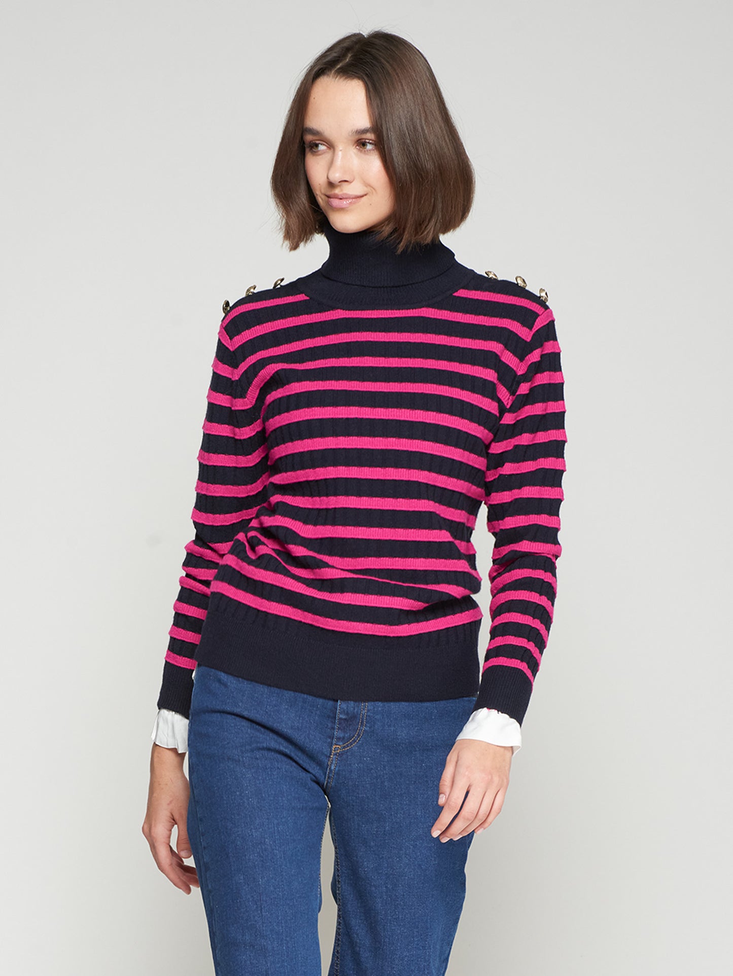 TURTLENECK STRIPE SWEATER