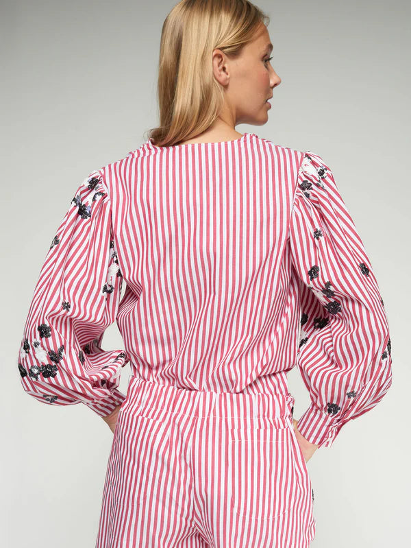 BLOUSE WITH BOW & SEQUIN FLORALS