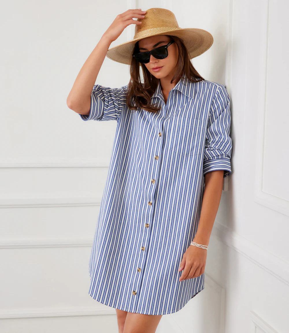 RUCHED SLEEVE SHIRTDRESS