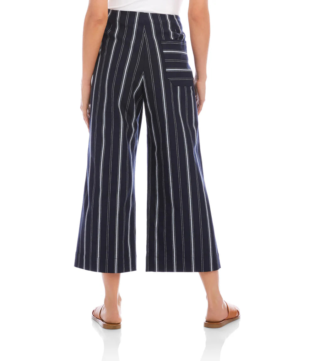 STRIPE CROPPED WIDE LEG PANTS