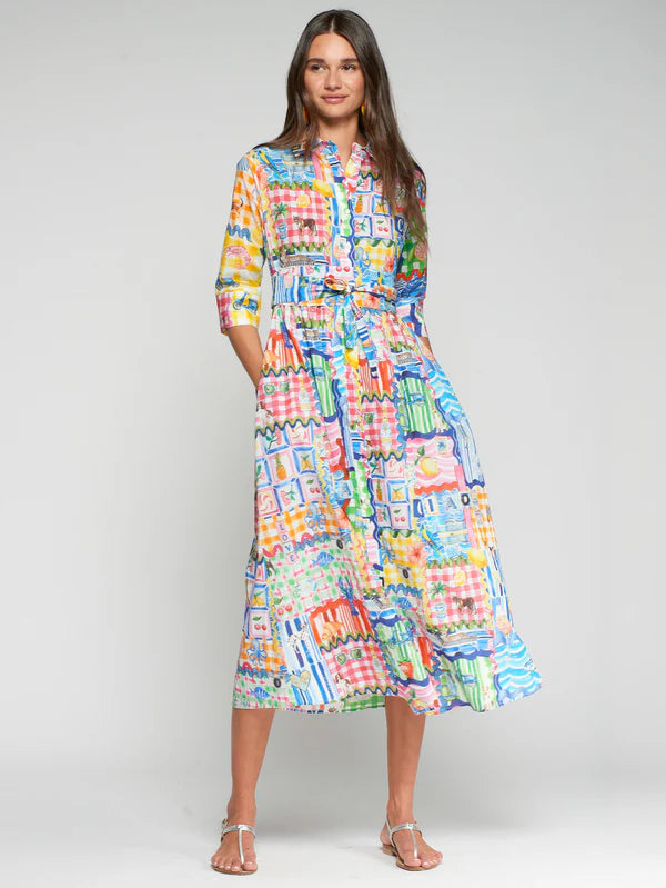 MULTICOLORED CAPRI PRINT DRESS