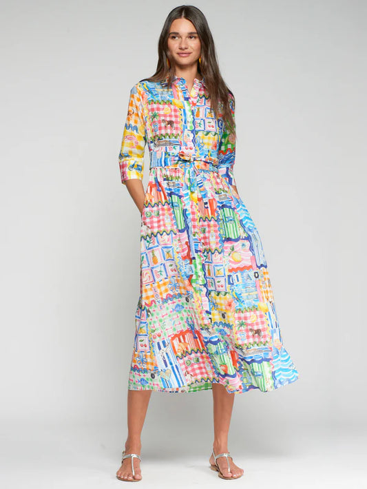 MULTICOLORED CAPRI PRINT DRESS