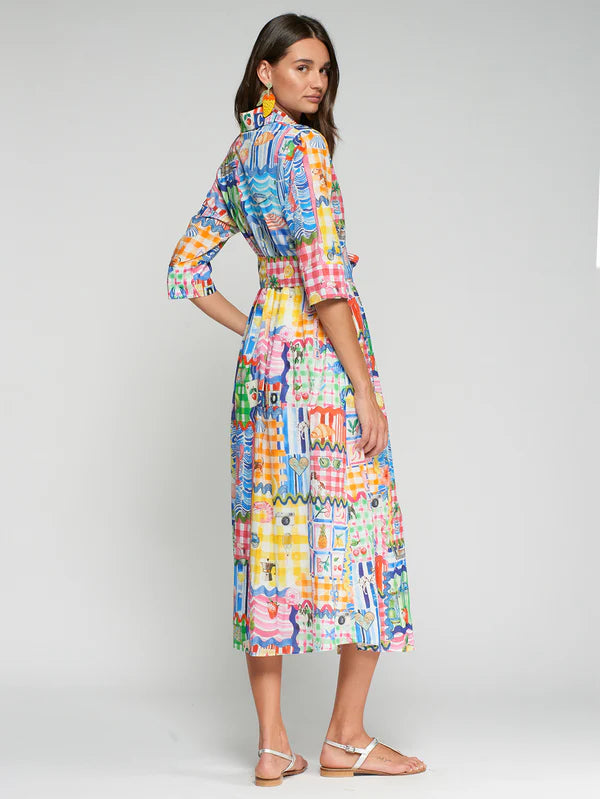 MULTICOLORED CAPRI PRINT DRESS