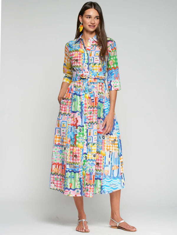MULTICOLORED CAPRI PRINT DRESS