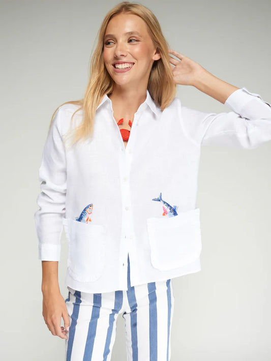 BUTTON FRONT JUMPING FISH BLOUSE