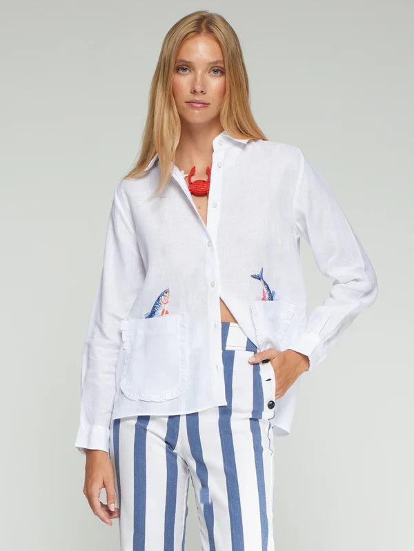 BUTTON FRONT JUMPING FISH BLOUSE