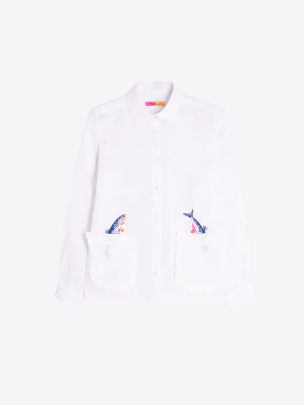 BUTTON FRONT JUMPING FISH BLOUSE