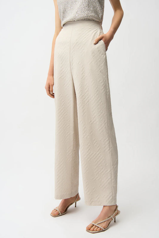 JACQUARD GEOMETRICAL TEXTURE WIDE LEG PULL ON PANT