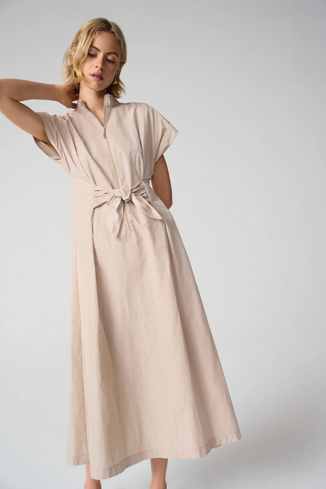 FIT AND FLARE DRESS WITH TIE WAIST