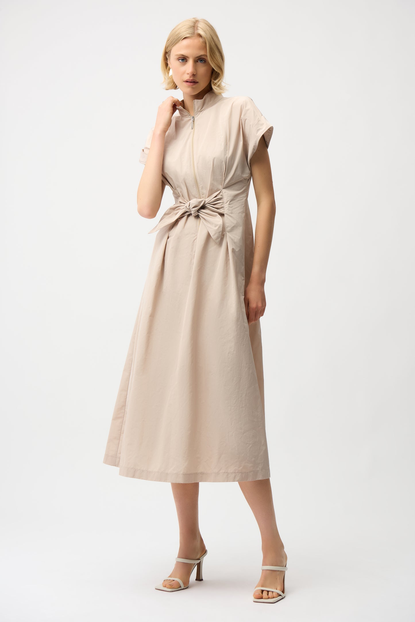 FIT AND FLARE DRESS WITH TIE WAIST