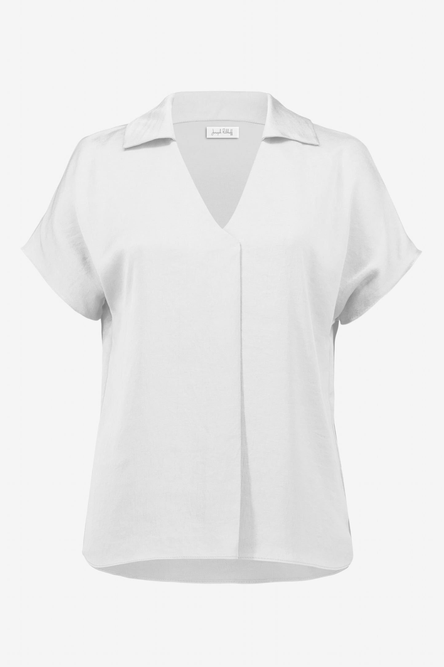 RECYCLED SATIN BOXY TOP WITH SHIRT COLLAR