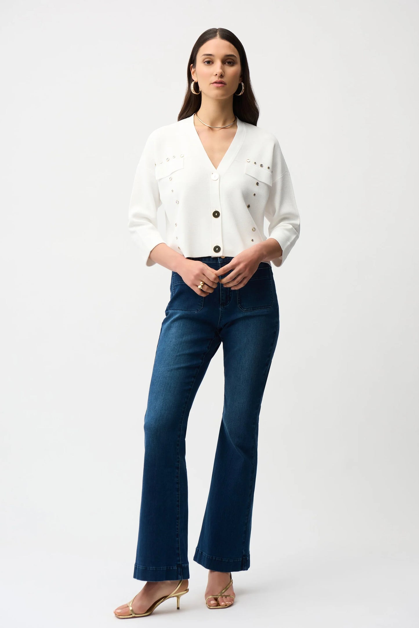 VISCOSE BLEND CARDIGAN WITH GOLD BUTTONS