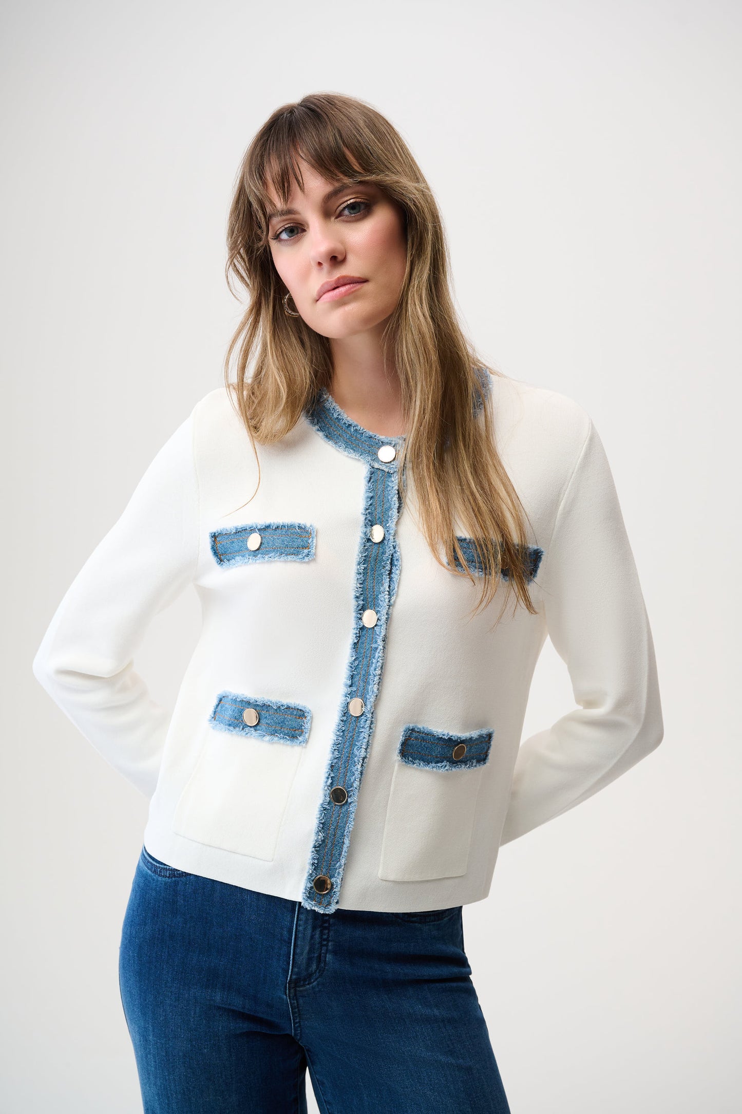 MILANO STITCH JACKET W DENIM TRIM