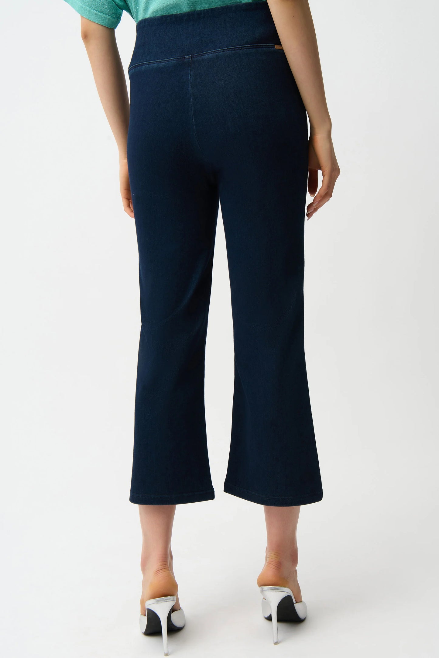 KNIT DENIM CROPPED FLARE PANT