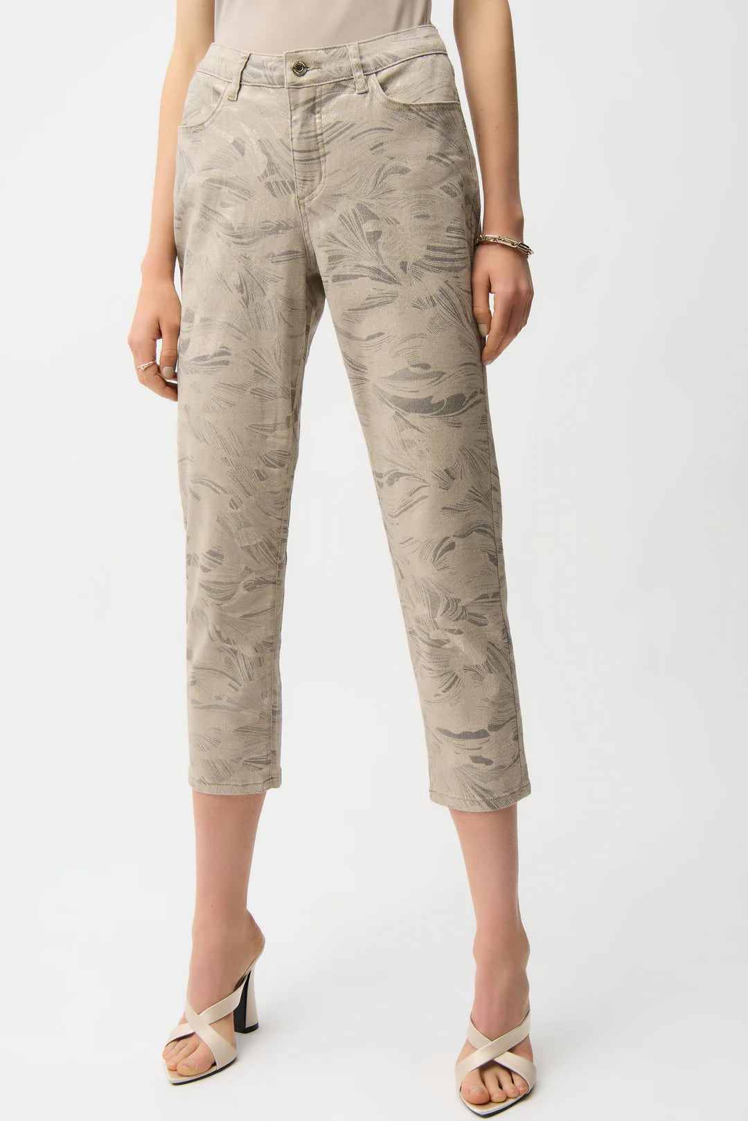 ABSTRACT PRINT SLIM CROPPED JEANS