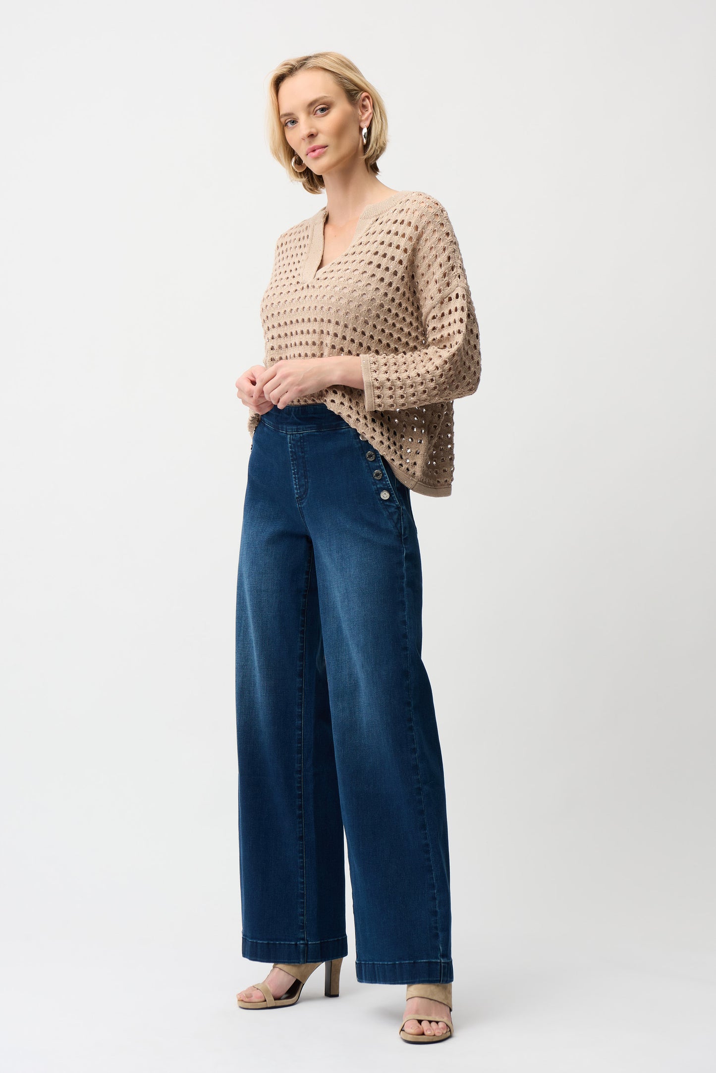 HIGH WAISTED WIDE LEG PULL ON JEAN