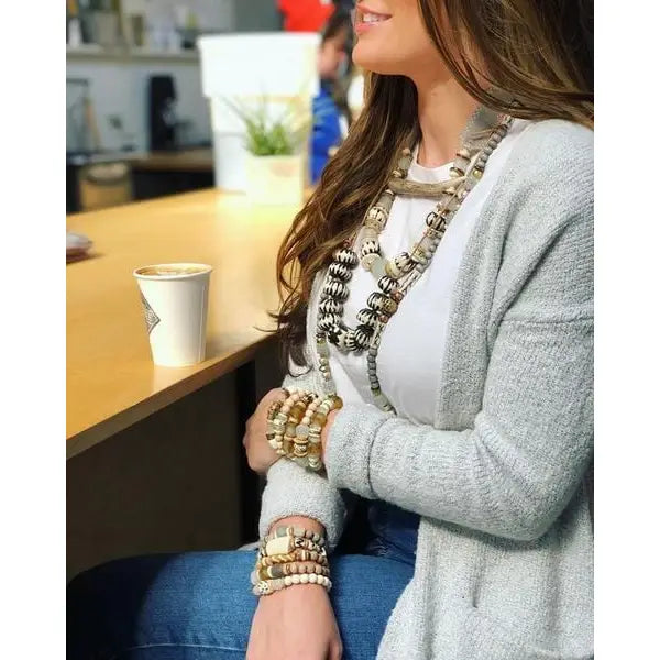 INTRICATE STACK BRACELET | CAMEL