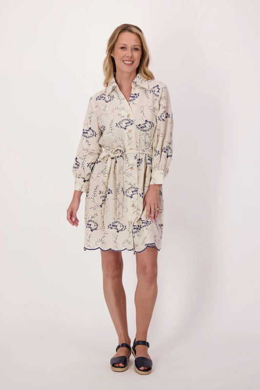EMBROIDERED SCALLOP HEM DRESS