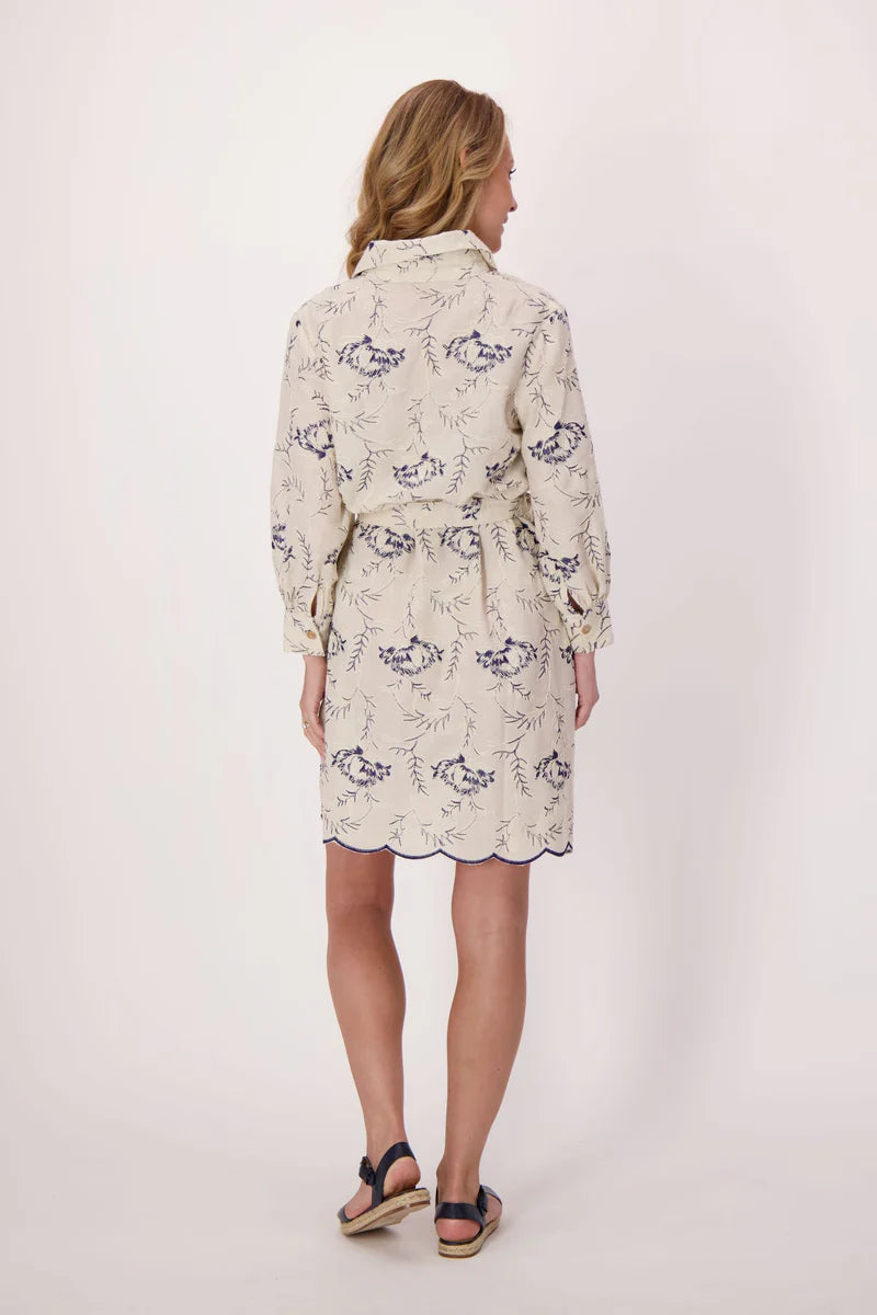 EMBROIDERED SCALLOP HEM DRESS