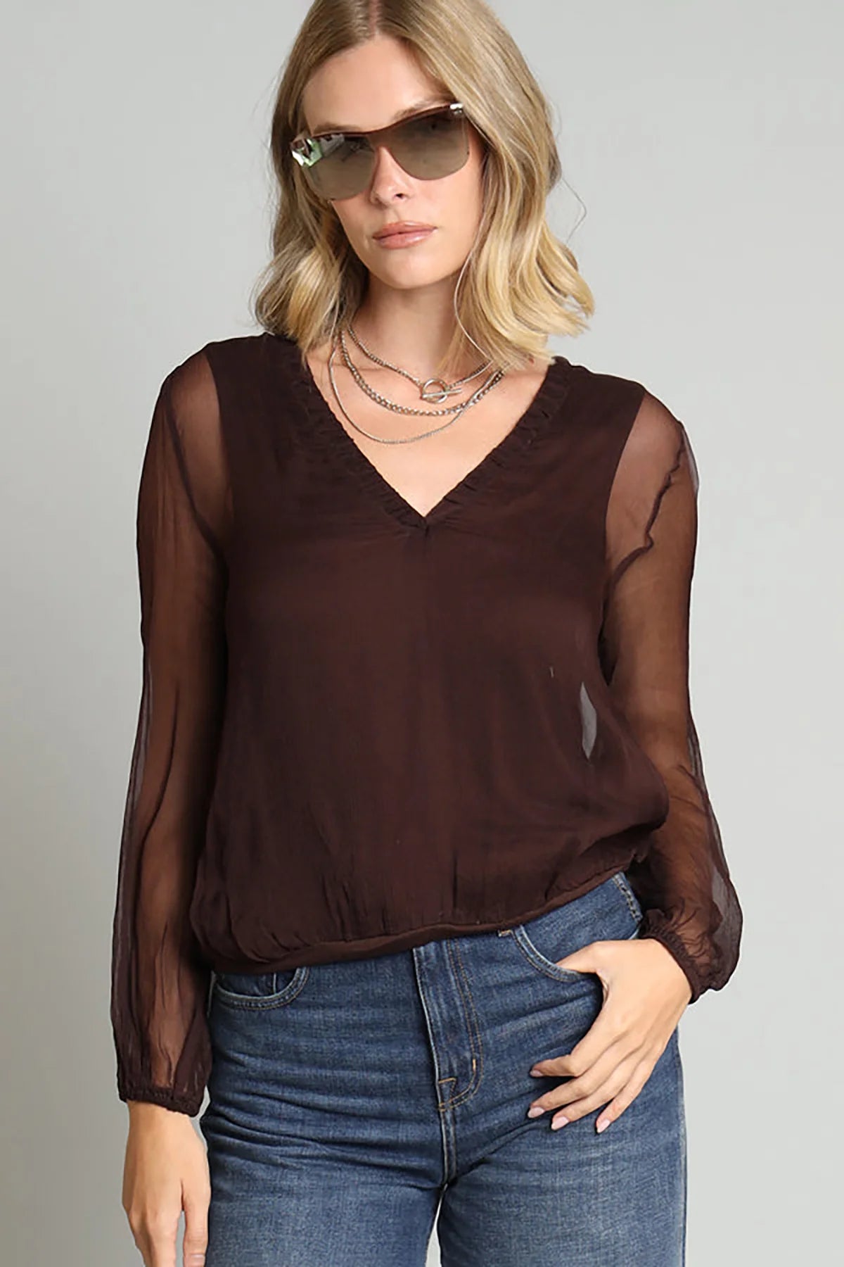 CRINKLE CHIFFON TOP