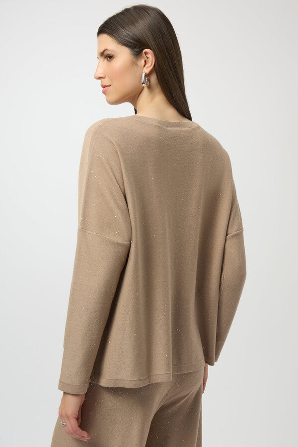 SEQUINED SWEATER KNIT BOXY TOP