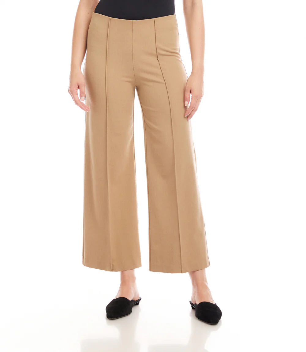 CROPPED PINTUCK WIDE LEG PANTS