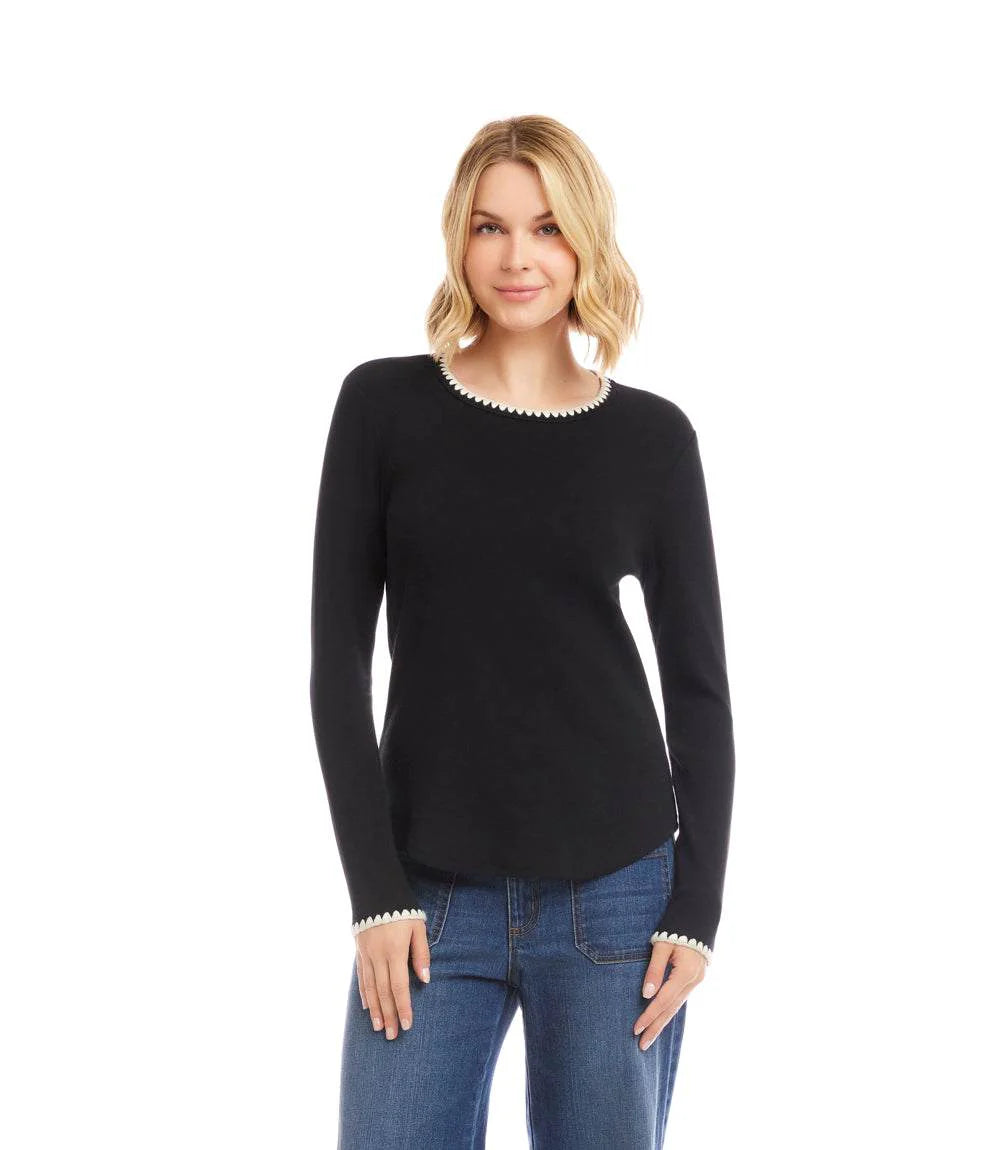 EDGE STITCH CREWNECK TOP