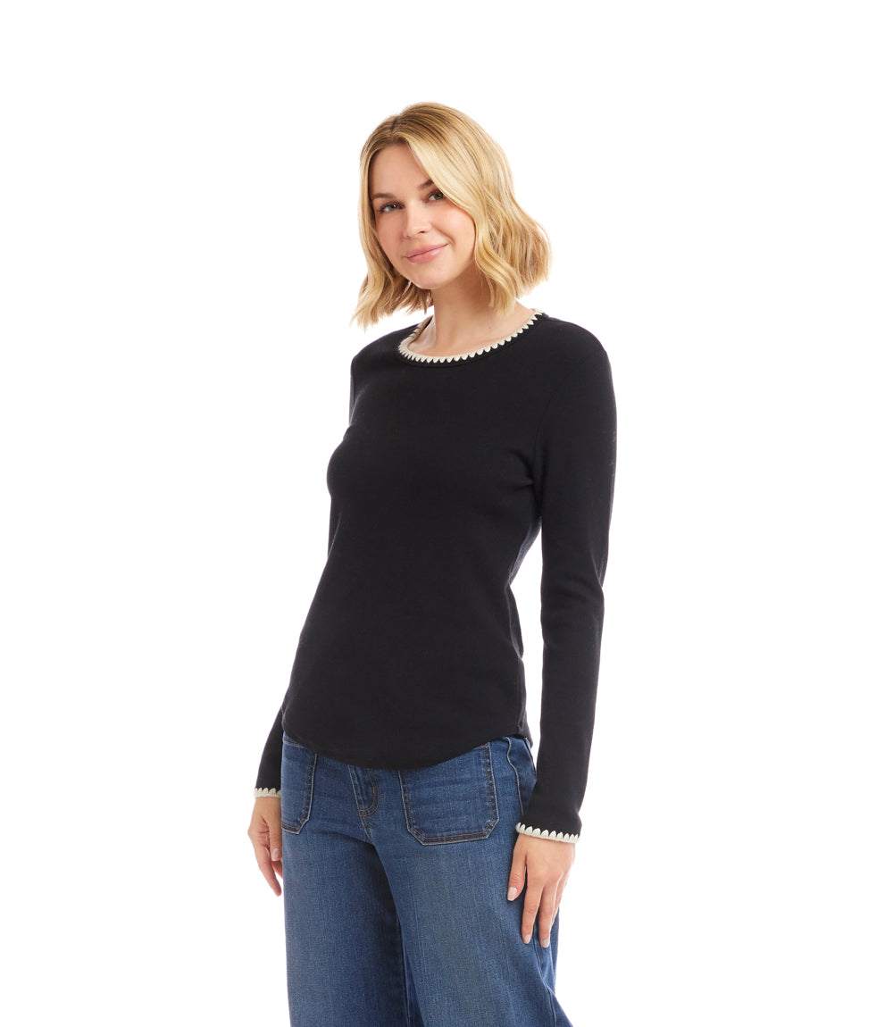 EDGE STITCH CREWNECK TOP