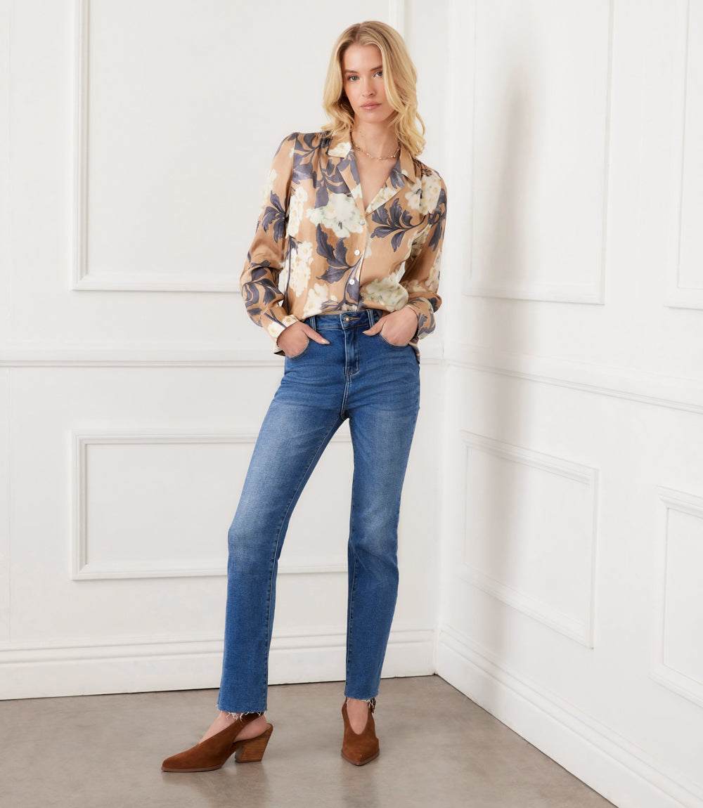 SATIN BUTTON UP SHIRT