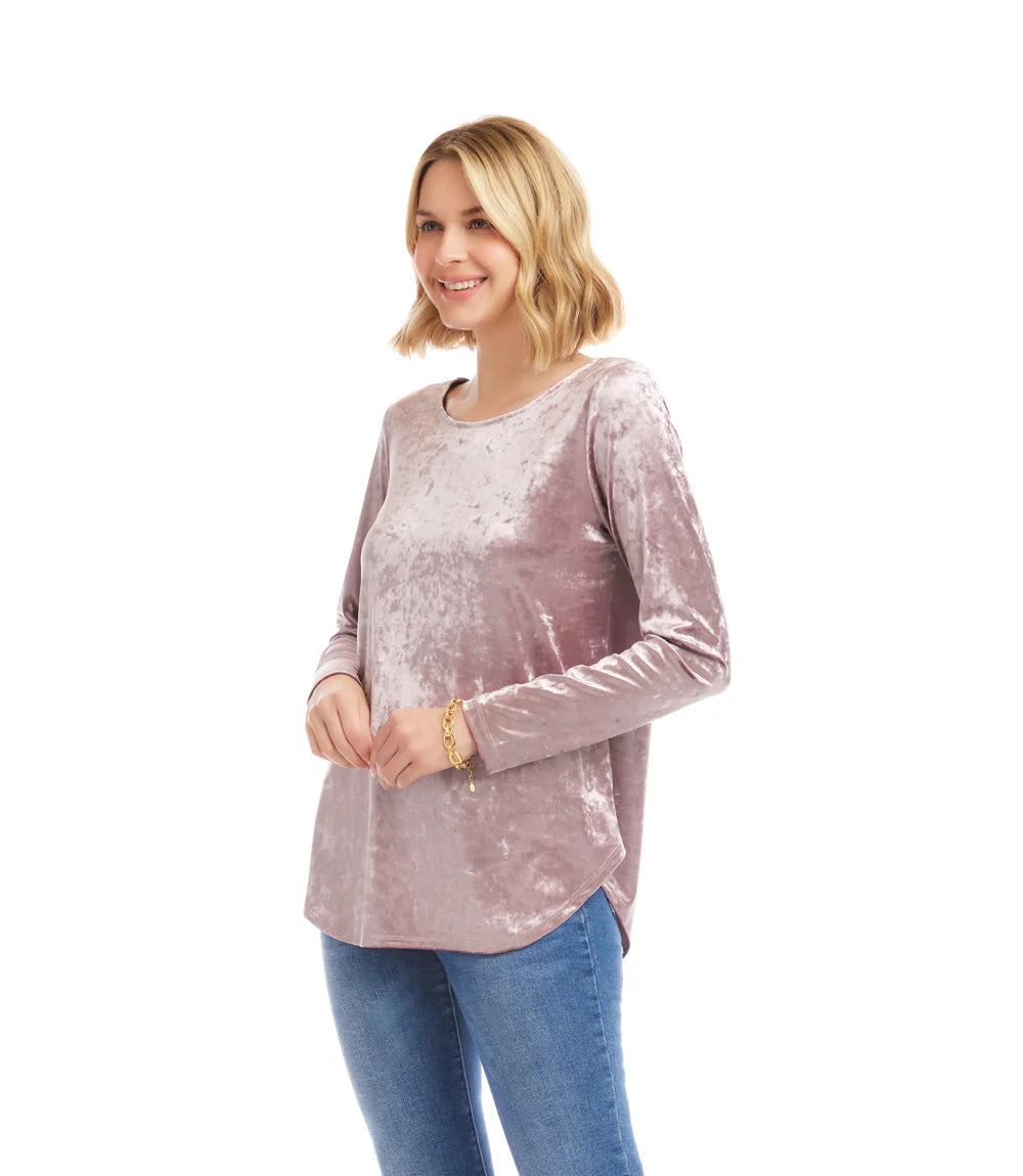 CRUSHED VELVET SHIRTTAIL TOP