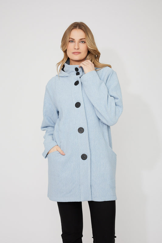 HOODED WINTER KNIT COAT