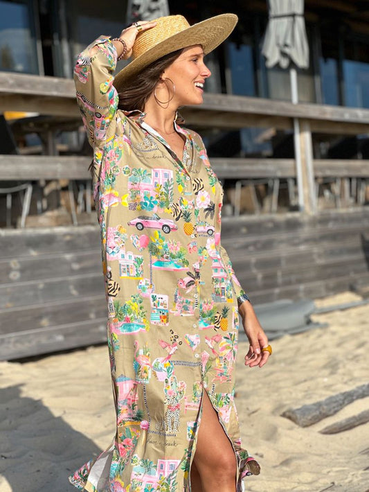 CALIFORNIA PRINTED SHIRT DRESS